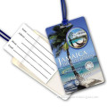 promotional custom full print plastic luggage tag for wholesale with clear strap